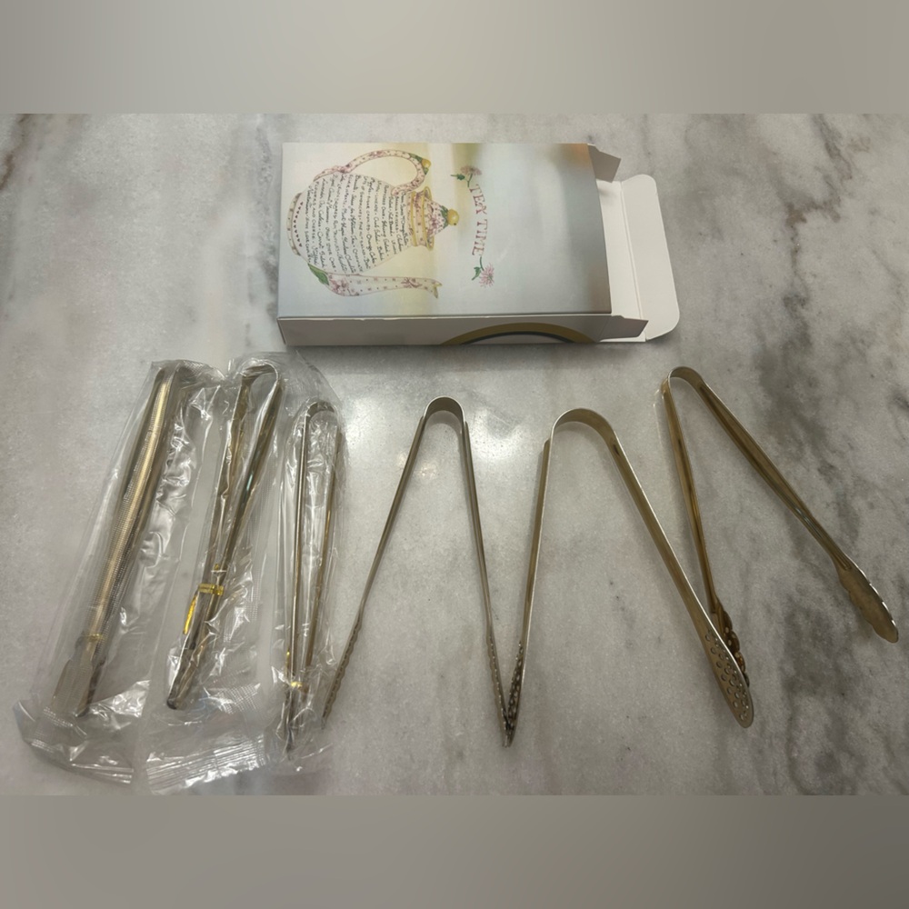 Hinmay Gold Stainless Steel Cocktail Mini Tongs Set - Picture 10 of 11